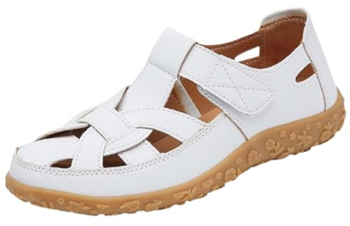 EFLALYHG Sandales orthopédiques en Cuir pour Femmes, Sandales Romaines décontractées antidérapantes Chaussures de Gladiateur décontractées d'été Trous Creux pour Vacances et Plage