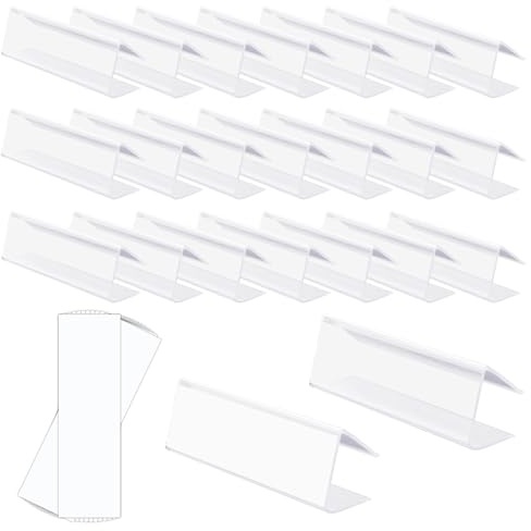 Clip Etichette per Cestini Trasparenti, Clip Etichette da Scaffale con 30 Inserti Supporto Marcatori Scaffale Biblioteca per Guardaroba da Ufficio in Casa