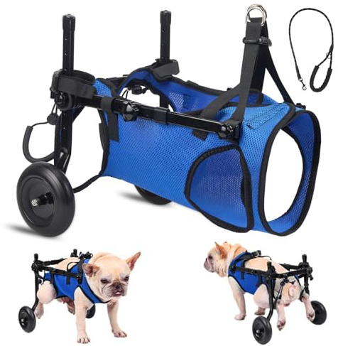 Chaise Roulante Chien Taille M 5,5-10kg Réglable Pliable Paralysie Arrière | Chaise roulante pour chien réglable arrière taille M 5,5–10 kg, pliable aluminium léger, pour Corgi Beagle bouledogue