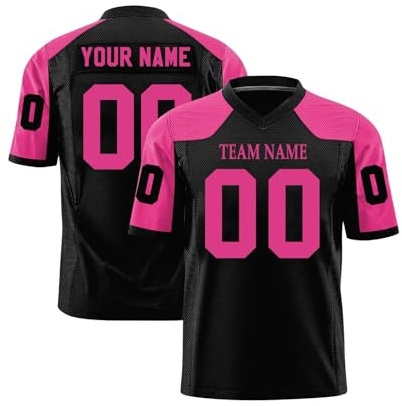 Maglietta Football Americano Personalizzata, Personalizzato Manica Corta Sportiva Asciugatura Rapida, S-7XL Rosso