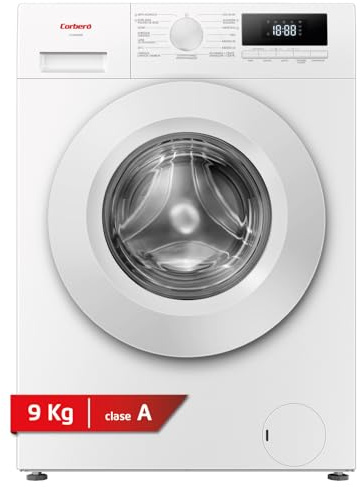 Corberó - Lavadora Plus 9Kg | CLH9406ME | 1400 rpm | Motor Inverter | Función Vapor | Función antialergico | Inicio Diferido | Pausa-Carga | Lavador rápido | Control Display | Clase A-10% | Blanco