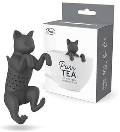 Genuine Fred, PURRTEA, Black Cat Reusable Silicone Tea Infuser, Black, Fun Gift for Tea Lovers, Clever Kitchen Gadget
