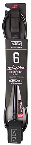 Ocean and Earth Slim Line One-xt Light Weight Comp Surf Leash 6 ft Black