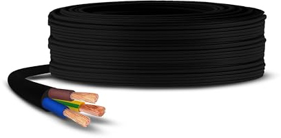 3 Core Black 3183Y Flexible PVC Electrical Mains Cable BASEC Approved, 0.75mm(7 Meter)