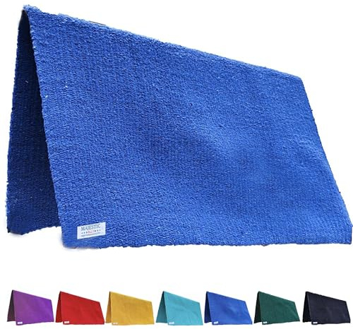 Majestic Ally Solid Color 34x 36 Traditional Acrylic Saddle Blanket with Hemline Edges-3.7 lbs (Royal Blue)