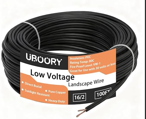 UBOORY 16/2 Low Voltage Landscape Wire 100Feet, 16 Gauge Wire 2 Conductor, for Low Voltage, Outdoor Direct Burial Electrical Wire