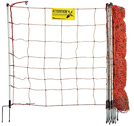 Horizont strongLine Clôture électrique pour moutons 90 cm de haut – Clôture de 50 m de long, 14 piquets en fibre de verre à double pointe – Clôture mobile pour moutons, chèvres et agneaux – Ensemble