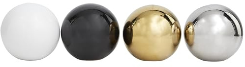 Deco 79 Ceramic Geometric Metallic Small Minimalistic Decorative Ball Orbs & Vase Filler, Set of 4 4 D, Multi Colored