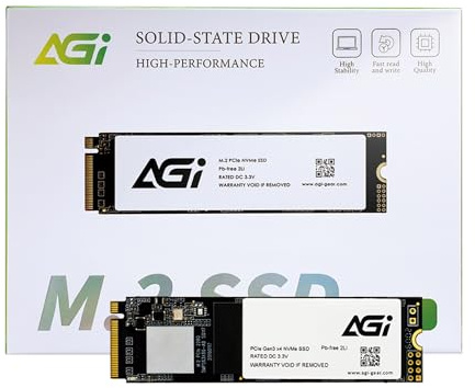 AGI 512 GB AI298 Intern SSD, PCIe NVMe M.2 Gen3x4 cache 3D NAND Flash Intern Solid State-Drive SSD med kylfläns (R/W-hastighet upp till 2350/1470 MBs)
