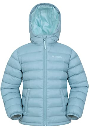 Mountain Warehouse Seasons Steppjacke für Kinder - Ultraleichte, warme, wasserdichte Steppjacke. Jungen & Mädchen Winterjacke mit Kapuze & Reißverschluss Hell Blau Kinder 116 EU (5-6 Jahre)