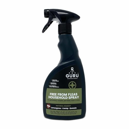 The Pet Guru - Spray Antipulci Naturale ad Azione Rapida per Casa e Mobili - Controllo delle Pulci Domestico per Cani e Gatti, 500 ml