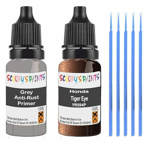 SCOOBYS PAINTS BACK IN THE MIX Touch Up Paint For Honda Tiger Eye Yr594P Scratch Stone Chip Repair With Grey Primer