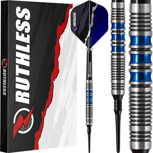 RUTHLESS Juego de dardos Blue Falcon, dardos de tungsteno de punta suave, azul, 18 g
