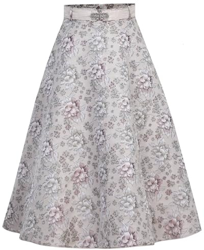MarJo Damen Trachtenrock Bianca Blumenmuster 900070 | Champagner Mauve 70cm (DE/NL/SE/PL, Numerisch, 32, Regular, Regular, Champagner/Mauve)