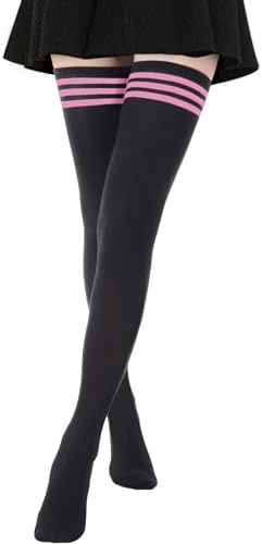 DRESHOW Mujer Extra Largos Medias de Muslo Hasta Rodilla Casual Sobre la Rodilla Medias Altas de Muslo Calcetines Largos de Algodón