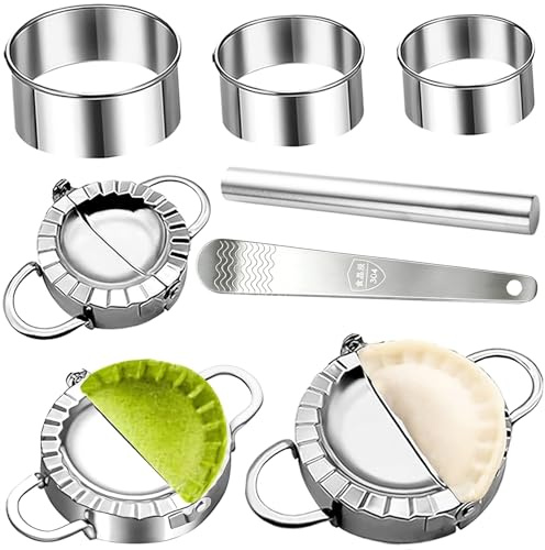 Molde Empanadillas, Fabricante De Dumplings De Acero Inoxidable De 8 Piezas, Stampo Per Ravioli Dumpling,Cortador De Masa Para Tartas, Adecuado Para Elaborar Deliciosos Wontons Y Pierogi