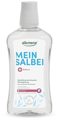 alkmene Zahnfleischschützende Mundspülung ohne Alkohol mit Salbei & Kalium 500 ml - Vegane Mundspülung antibakteriell mit 6-fach Schutz - Mundwasser antibakteriell - Mouthwash