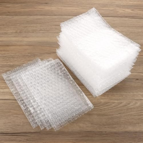 LOLYSIC Pack of 200 transparent bubble bags, 13 x 20 cm, bubble wrap, packaging and transport material, packaging and handling air cushions, jet bags, packaging chip replacement materials