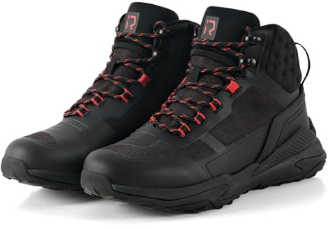 RIDEIRON Chaussures Moto Hommes Hiver Bottes Moto Imperméables Normes CE Antidérapantes Bottes d'équitation Décontractées Respirantes Rangement Dentelle Support Cheville Coussinet Noir 44