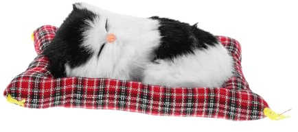 TOBBOMEY Figurine De Chat Réaliste Interactive pour Amoureux des Chats, Taille Petite avec Coussin en Tissu, Miaulement Réaliste, Décoration Intérieure Et Présent Original
