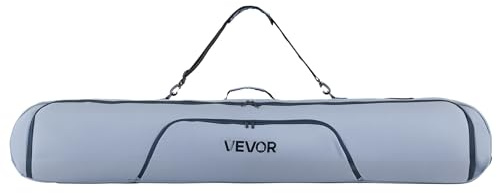 VEVOR Snowboard Bag, Up to 65 in/165 cm, Padded Skis & Snowboards Bag for Air Travel, 600D Waterproof Oxford Fabric, with Adjustable Inner Straps, for Skis Poles Goggles Gloves Helmet Boots (Gray)