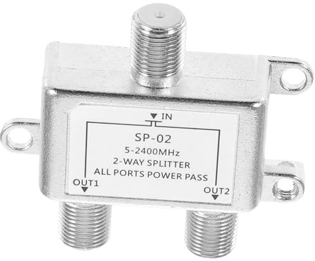 HONMEET Divisor de Señal de 2 Vías 5-2400mhz de Aleación de Aluminio para Sistemas Catv, Textura Resistente y Compatible Antenas Amplificadas de Alta Velocidad
