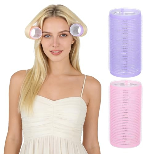 HEANUJJ Rodillos Térmicos para Flequillo, 2 Rulos Jumbo Diseño de Calentamiento y Núcleo de Aluminio, Accesorios para Peinar Cabello, Perfectos para Volumen Natural en Casa