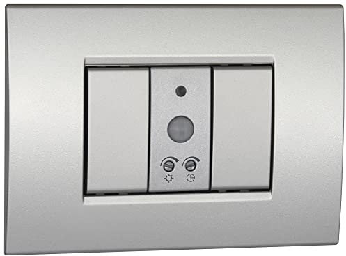 VEMER VE765200 SENS IR - Sensore di Movimento per Luci, Rilevatore Crepuscolare da Interno, Installazione su Scatola da Incasso 1 Modulo, Argento Tech
