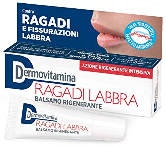 Dermovitamina Ragadi Labbra Balsamo Rigenerante - Tratta Lembi Screpolati - Balsamo Labbra Riparatore con Vitamine - Arrossamenti e Secchezza - Uso Giornaliero - Senza Aromi - 8 ml