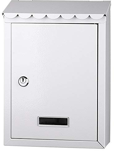 Bakaji Cassetta Postale da Parete in Acciaio Inox Buca Lettere per Posta da Esterno con Chiusura a Chiave (Bianco)