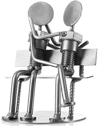 Recycled Nut and Bolt Romantic Sculpture Sweethearts 13 cm / 5'' Tall Iron Gifts for 6th Anniversary Romantic Statue Figurine Made From Recycled Auto Parts Steel Sculpture Present for Him and Her