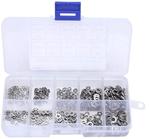 Rondelle élastique 500 pièces, rondelle plate M1.6 M2 M2.5 M3 M4 et kit de joint de ressort en acier inoxydable réduisant la friction, empêchant les fuites, isolant