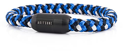 Akitsune Portus segelrep armband | magnetisk kapselstängning armsmycken kvinnor ankare män maritim – svart, 20 cm, Nylon