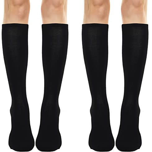 Sibba Lot De 2 Paires De Chaussettes Hautes Thermiques En Coton Pour Femme Pour Ski Snowboard Randonnée Noir Taille Unique