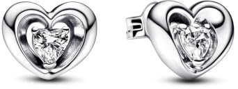 Pandora Radiant Heart & Floating Stone Stud Earrings - Sterling Silver & Cubic Zirconia Earrings - Gift for Her - No Box