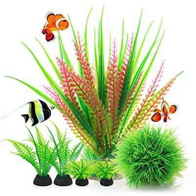 QZQ Fish Tank Decorations For Aquarium Plants Include 6pcs Aquarium Ornaments Artificial Plastic Fish Tank Accessories For Plants