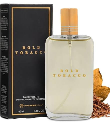 PB ParfumsBelcam Bold Tobacco Eau de Toilette Spray for Men – Warm Woody Spicy Scent with Tobacco Flower, Ginger, Cinnamon & Vanilla – Typically Lasts 3–6 Hours, Masculine Signature Scent, 3.4 fl oz
