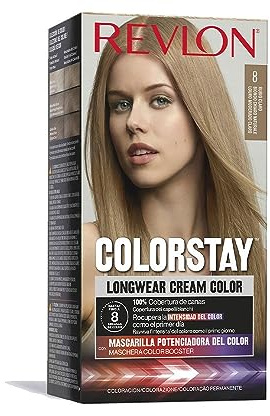 Revlon Colorstay Hårfärg för kvinnor, långvarig permanent hårfärg, inkluderar färgförstärkande mask, upp till 8 veckors färg, Nyans 8 Ljusblond