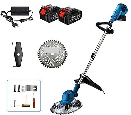 Rasenmäher, 2000 W 9 Zoll bürstenloser elektrischer Rasentrimmer Akku-Rasenmäher Heckenschere verstellbare Hand-Garten-Beschneidungswerkzeuge(with 2 Battery Set)
