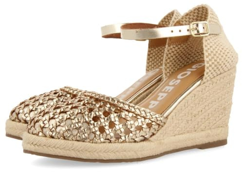 Alpargatas Color Platino DE Piel Trenzada con CUÑA Alta DE Yute para Mujer SERIGNAN