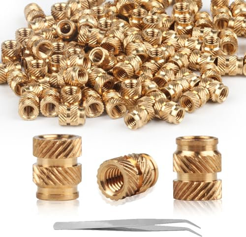 100 Piezas Tuercas Moleteadas de Rosca, M3 Inserto de Rosca en Latón, Tuercas de Insertos Roscados Hembra, Tuercas Insercion Roscado Inserción para Impresora 3D/Piezas de Plástico
