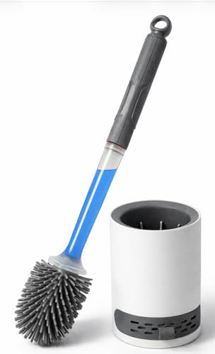 Escobilla WC Silicona con Dispensador de Jabón – Escobilla Baño Rellenable con Detergente, Cepillo WC Flexible Antibacteriano, Antigoteo, Soporte Ventilado, Limpieza Profunda Inodoro