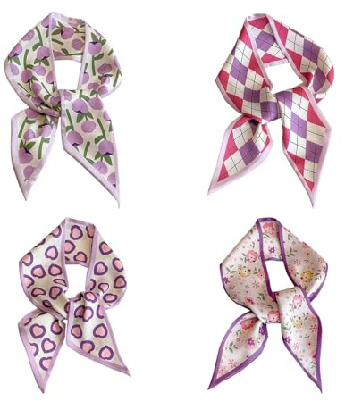 CCAIPU Set De PañUelos De Seda Para Mujer - Coloridos PañUelos De Raso, Elegantes PañUelos Para El Pelo, Chales Y Lazos Para Bolsos - Accesorios De Moda Para Cualquier OcasióN (Multicolor)