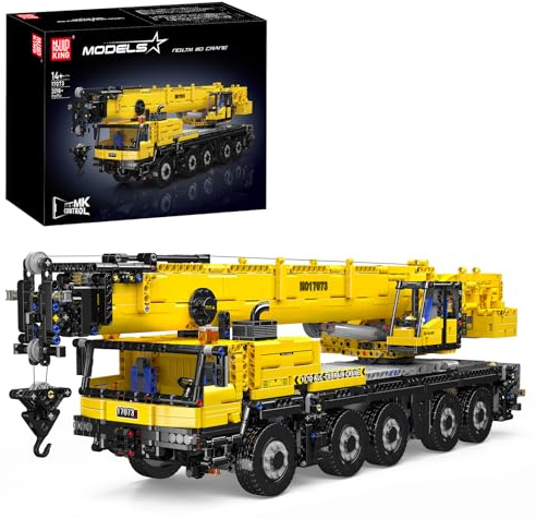 Mould King 17073 Engineering Truck Construction Set, Remote Control LTM 1110 Crane Building Block (3218 Pieces), Assembly STEM Heavy-Duty Car Brick Toys with Motors for Adult