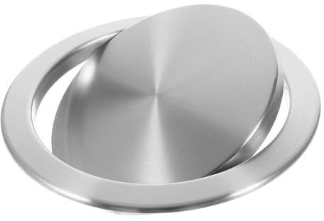 WOTZOV Bin with lid with lid with balance flap, integrated worktop bin, stainless steel metal bin for versatile use