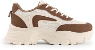 Ladies Platform Lightweight Trainers with Laces – Mesh Trainers for Aesthetic Comfort & Style. Great for Casual, Sport or Leisure Wear (Brown, EU38 / UK 5)