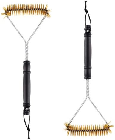 CDDCWZ 2 Pezzi Spazzola Barbecue Triangolare in Ottone 12 zoll, spazzola per la pulizia della griglia, griglia a gas, carbone, ghisa