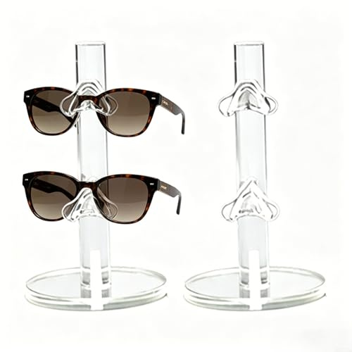 Juego de 2 soportes de exhibición de gafas de acrílico transparente para gafas de sol y gafas, moderno estante de almacenamiento con elevadores de marco para tienda minorista, feria comercial