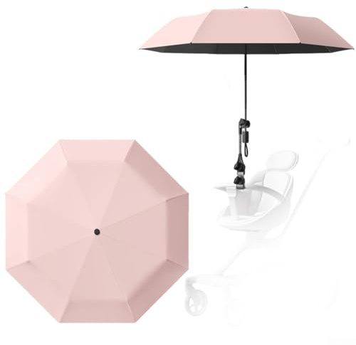EfforPrac Sombrilla para cochecito de bebé UPF 50+, sombrilla de protección UV de 100 cm de ancho con clip estable, elegante toldo para actividades al aire libre, beige