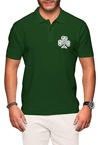 Polo de rugby de Irlanda, camiseta irlandesa de manga corta, insignia bordada verde, para hombre, camiseta de manga, Verde Forrest, S